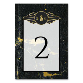 ブラック金ゴールド大理石アールデコ結婚ズ テーブルナンバー