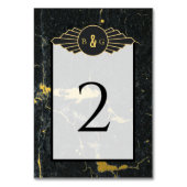 ブラック金ゴールド大理石アールデコ結婚ズ テーブルナンバー (裏面)