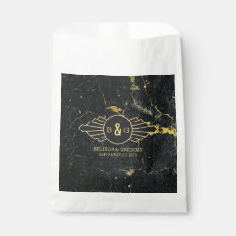 ブラック金ゴールド大理石アールデコ結婚ズ フェイバーバッグ