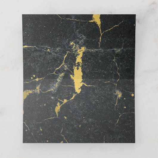 ブラック金ゴールド大理石アールデコ結婚ズ プレイスカード (内部開封)