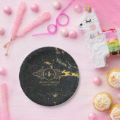 ブラック金ゴールド大理石アールデコ結婚ズ ペーパープレート (パーティー)