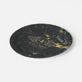 ブラック金ゴールド大理石アールデコ結婚ズ ペーパープレート (アングル)