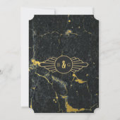 ブラック金ゴールド大理石アールデコ結婚ズ 招待状 (裏面)