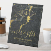 ブラック金ゴールド大理石ウェディングカード&ギフト 台座サイン (インサイチュ)