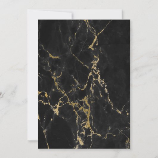 ブラック金ゴールド大理石エレガントな結婚式 招待状 (裏面)