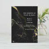 ブラック金ゴールド大理石ビーニングミニマルエレガントな結婚式 招待状 (スタンド正面)