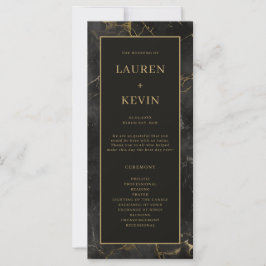 ブラック金ゴールド大理石結婚石製石会式プログラム