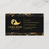 ブラック金ゴールド大理石美容師ヘアサロン 名刺 (正面)