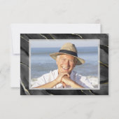 ブラック金ゴールド大理石葬儀悔やみや弔慰家族の写真 サンキューカード (裏面)