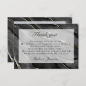 ブラック金ゴールド大理石葬儀悔やみや弔慰家族の写真 サンキューカード (正面/裏面)