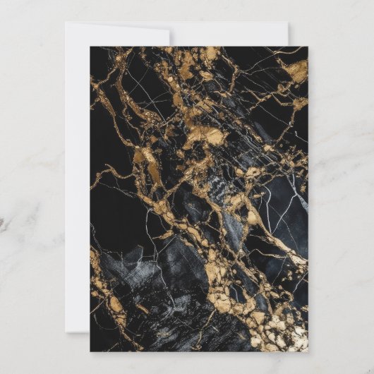 ブラック金ゴールド大理石21歳の誕生日パーティー 招待状 (裏面)
