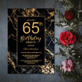 ブラック金ゴールド大理石65thバースデーパーティーへの招待 招待状