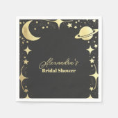 ブラック金ゴールド天クレセントムーンブライダルシャワー スタンダードカクテルナプキン (正面)