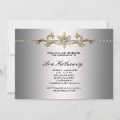 ブラック金ゴールド女性50誕生日 招待状 (裏面)