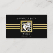 ブラック金ゴールド姿スケートで滑る/アイススケートで滑るインストラクター 名刺 (正面)