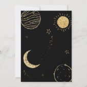 ブラック金ゴールド宇宙月星ボーイベビーシャワー サンキューカード (裏面)