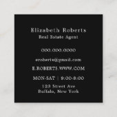 ブラック金ゴールド実在エステートエージェントスクエアビジネスカード スクエア名刺 (裏面)