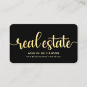 ブラック金ゴールド実在エステートエージェントフォトQRコードブローカー 名刺 (正面)