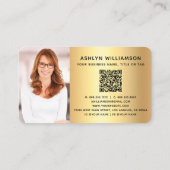 ブラック金ゴールド実在エステートエージェントフォトQRコードブローカー 名刺 (裏面)