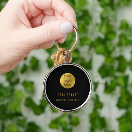 ブラック金ゴールド実在プロフェッショナル不動産代理業 キーホルダー (手)