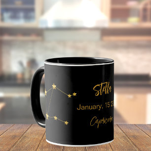 ブラック金ゴールド山羊座星座誕生日 マグカップ
