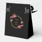 ブラック金ゴールド幾何学的ブルゴーニュ花模様結婚ズ フェイバーボックス (裏面サイド)