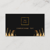 ブラック金ゴールド建築クレーン契約者QRコード 名刺 (正面)