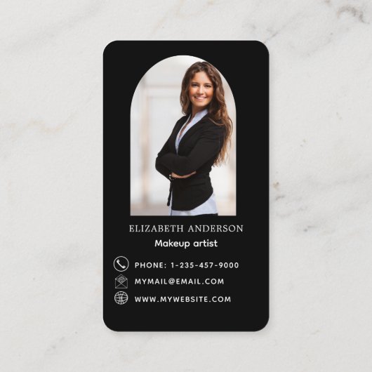 ブラック金ゴールド弓アーチ写真Qrコードソーシャルメディア 名刺 (裏面)