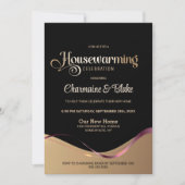 ブラック金ゴールド引っ越し祝いパーティーパーティの招待状 招待状 (正面)