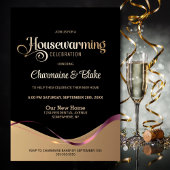 ブラック金ゴールド引っ越し祝いパーティーパーティの招待状 招待状