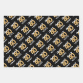 ブラック金ゴールド応援から40年誕生日 ラッピングペーパーシート (正面3)