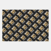 ブラック金ゴールド応援から50年誕生日 ラッピングペーパーシート (正面)