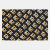 ブラック金ゴールド応援から60年誕生日 ラッピングペーパーシート (正面)