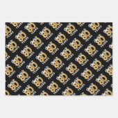 ブラック金ゴールド応援から80年誕生日 ラッピングペーパーシート (正面)