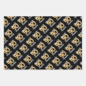 ブラック金ゴールド応援から90年誕生日 ラッピングペーパーシート (正面3)