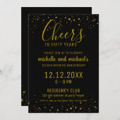 ブラック金ゴールド応援50年ゴールデンアニバーサリー 招待状 (正面/裏面)