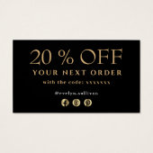 ブラック金ゴールド感謝していアゲート割引カード (裏面)