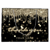 ブラック金ゴールド感謝していショッピング名VIPブランディングドライブ ラージペーパーバッグ (裏面)