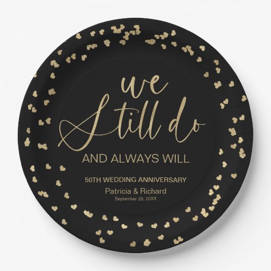 ブラック金ゴールド我々はまだ結婚の誓いの更新を行う ペーパープレート (正面)