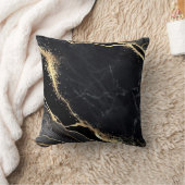 ブラック金ゴールド抽象芸術かわいらし大理石エレガントモダン クッション (ブランケット)