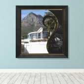 ブラック金ゴールド抽象芸術フィリグリー キャンバスプリント (インサイチュ (ウッドフロア))