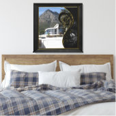 ブラック金ゴールド抽象芸術フィリグリー キャンバスプリント (インサイチュ (寝室))