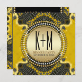 ブラック金ゴールド新しいディナーパーティースペシャル&ユニーク 招待状 (正面/裏面)