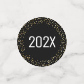 ブラック金ゴールド新年応援スクリプトスノーフレークグリッター コンフェッティ (スモール正面)