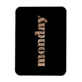 ブラック金ゴールド日ズオブザウィーク月曜日タイポグラフィ マグネット (縦)