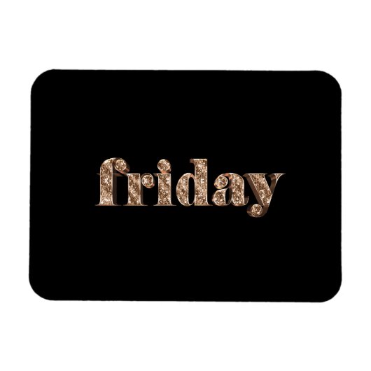 ブラック金ゴールド日ズオブザウィーク金曜タイポグラフィ マグネット (横)