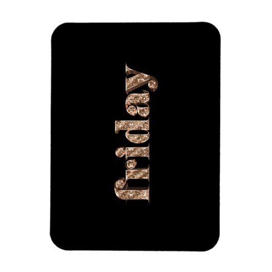 ブラック金ゴールド日ズオブザウィーク金曜タイポグラフィ マグネット (縦)