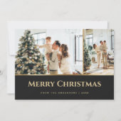 ブラック金ゴールド星写真クリスマス シーズンカード (正面)