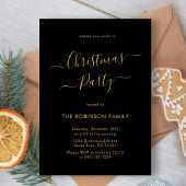 ブラック金ゴールド書道ホリデークリスマスパーティー 招待状