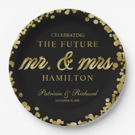 ブラック金ゴールド未来婚約パーティ ペーパープレート